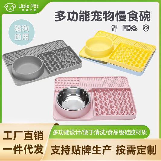 Dog Enrichment Starter Kit – 2-in-1 Slow Feeder Bowl & Lick Mat with Suction Cup | Anti-Choke Silicone Feeding Station for Dogs